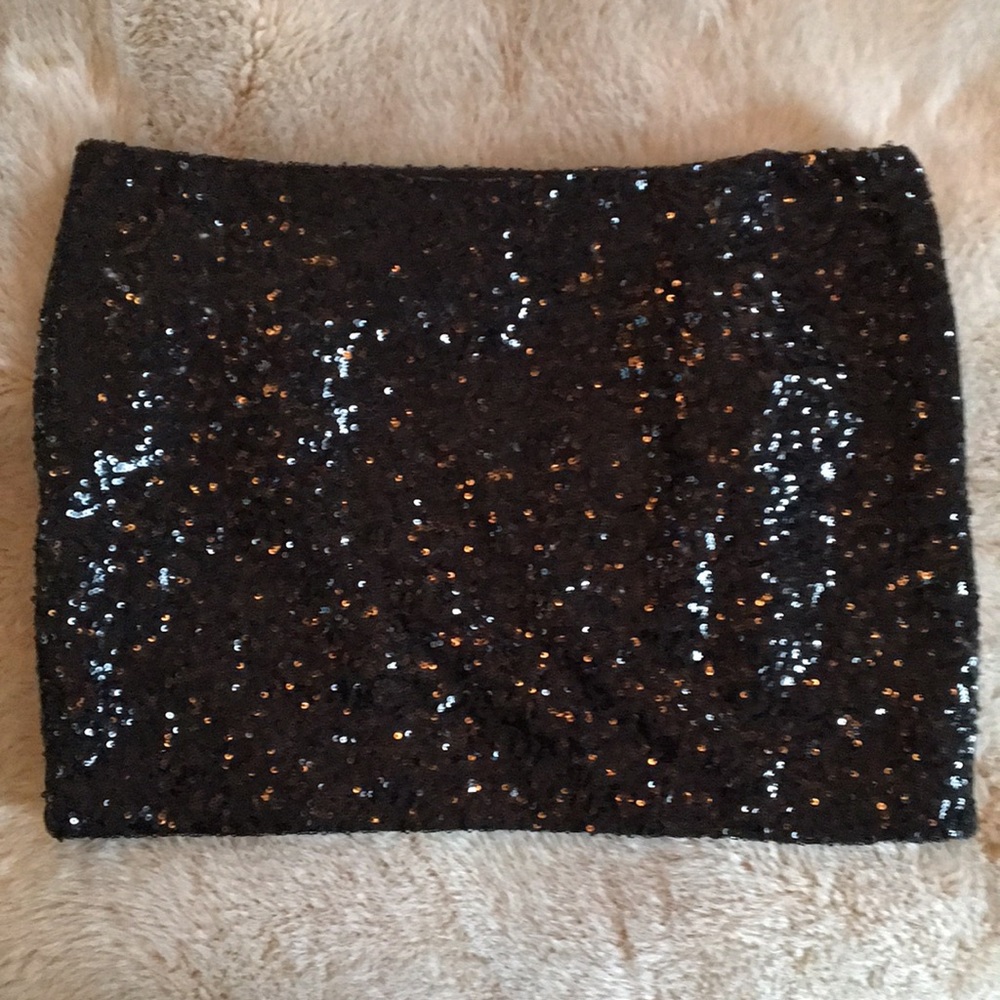 Black sequin mini skirt